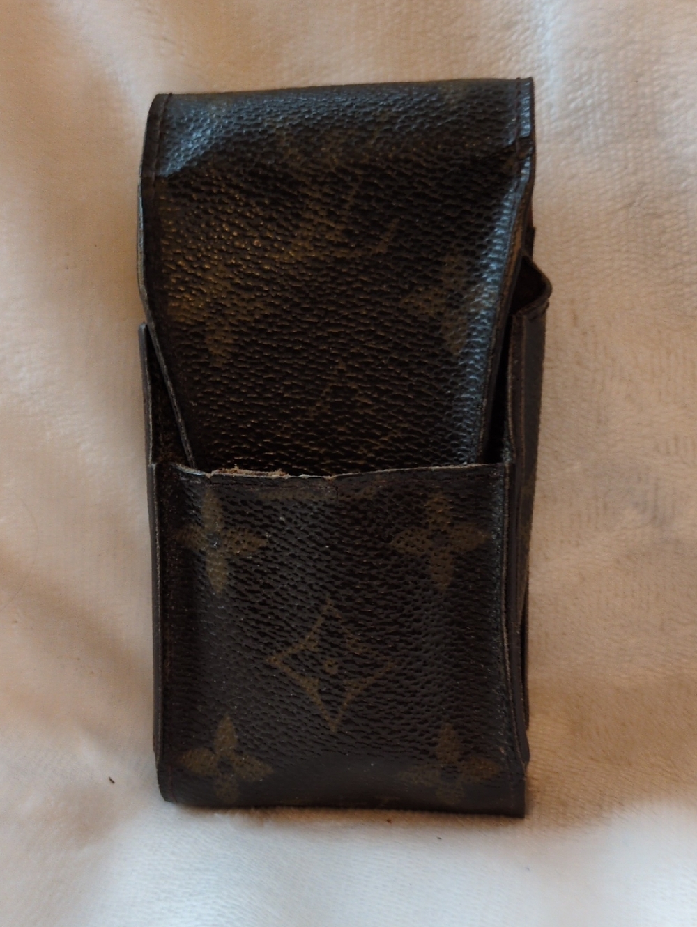 Louis Vuitton Monogram Leather Lipstick/Cigy Pouch in Dark Brown